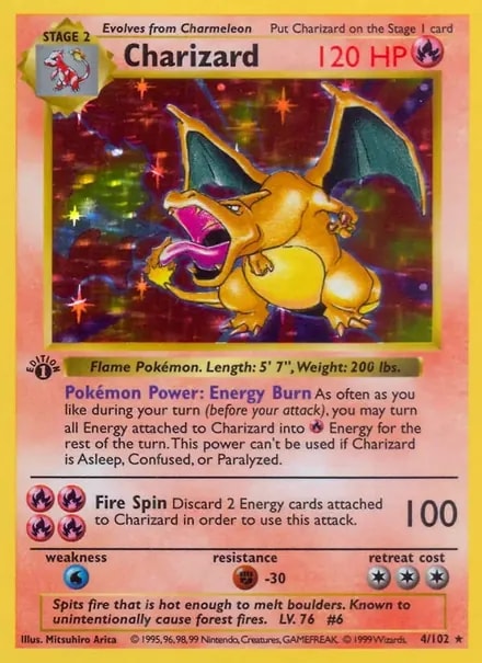 1st Edition Charizard Base Set 4/102 Pokémon card