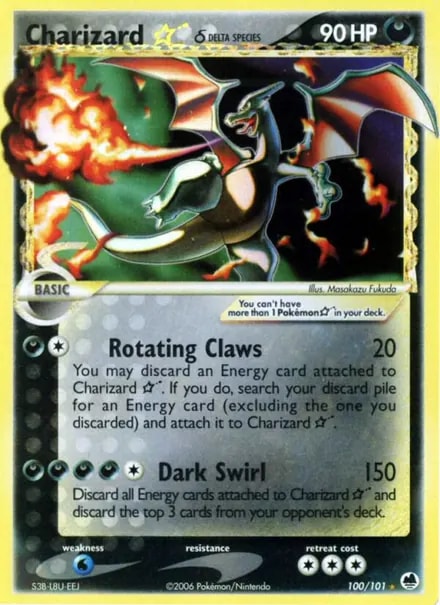 Gold Star Charizard EX Dragon Frontiers 100/101 Pokémon card