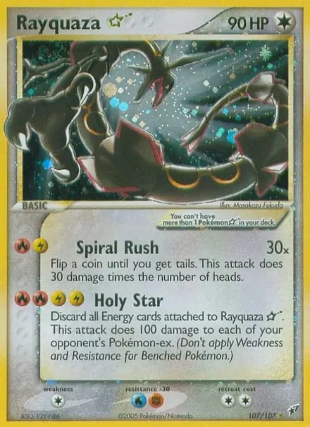 Gold Star Rayquaza EX Deoxys 107/107 Pokémon card