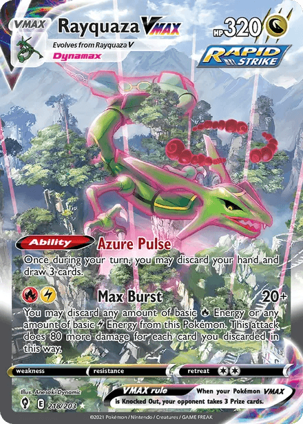 Rayquaza VMAX alternate art Evolving Skies 218/203 Pokémon card